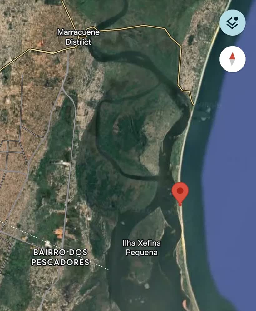 Mapa — Maputo, Marracuene e a Península de Macaneta com a localização do Rio del Mar